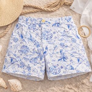 Lilly Pulitzer Dewy Stretch Shorts Size 12 Resort White Barefoot Beachcombers